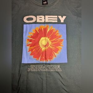 Obey Graphic Tee with Sunflower Design